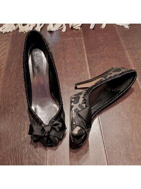 Vintage Y2K Peep Toe Animal Print Kitten Heels